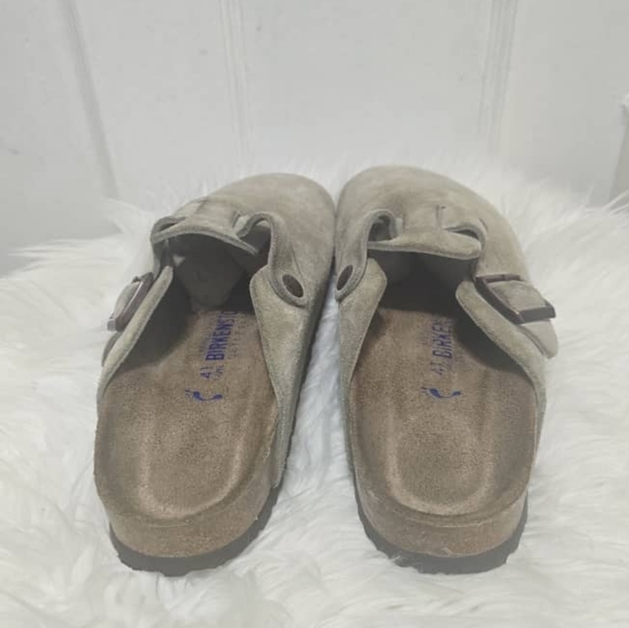 Birkenstock Boston BS Suede Leather Soft Footbed Taupe Sandals Size L-10 M-8 main image 6